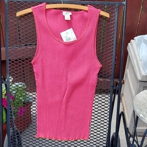 Brand New J. Jill Pink with Orange Stiching Ribbed Fitted Tank Top